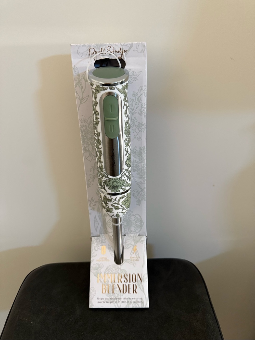 NWT Floral White & Green Immersion Blender 500 Watt 2 Speed